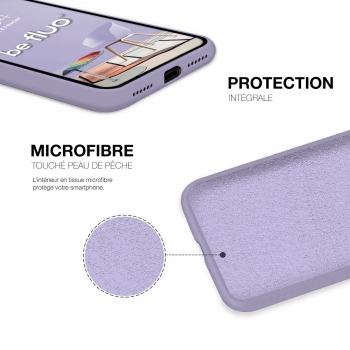 Coque Silicone Moxie BeFluo Fine et Légère pour iPhone 15 Pro Max, Intérieur Microfibre - Lilas