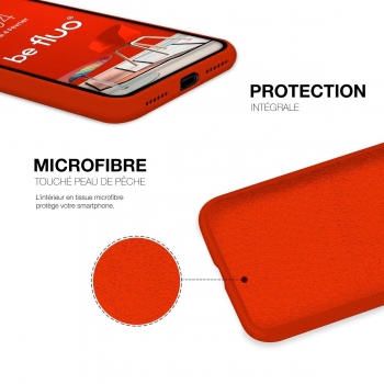 Coque Silicone Moxie BeFluo Fine et Légère pour iPhone 15 Pro Max, Intérieur Microfibre - Rouge