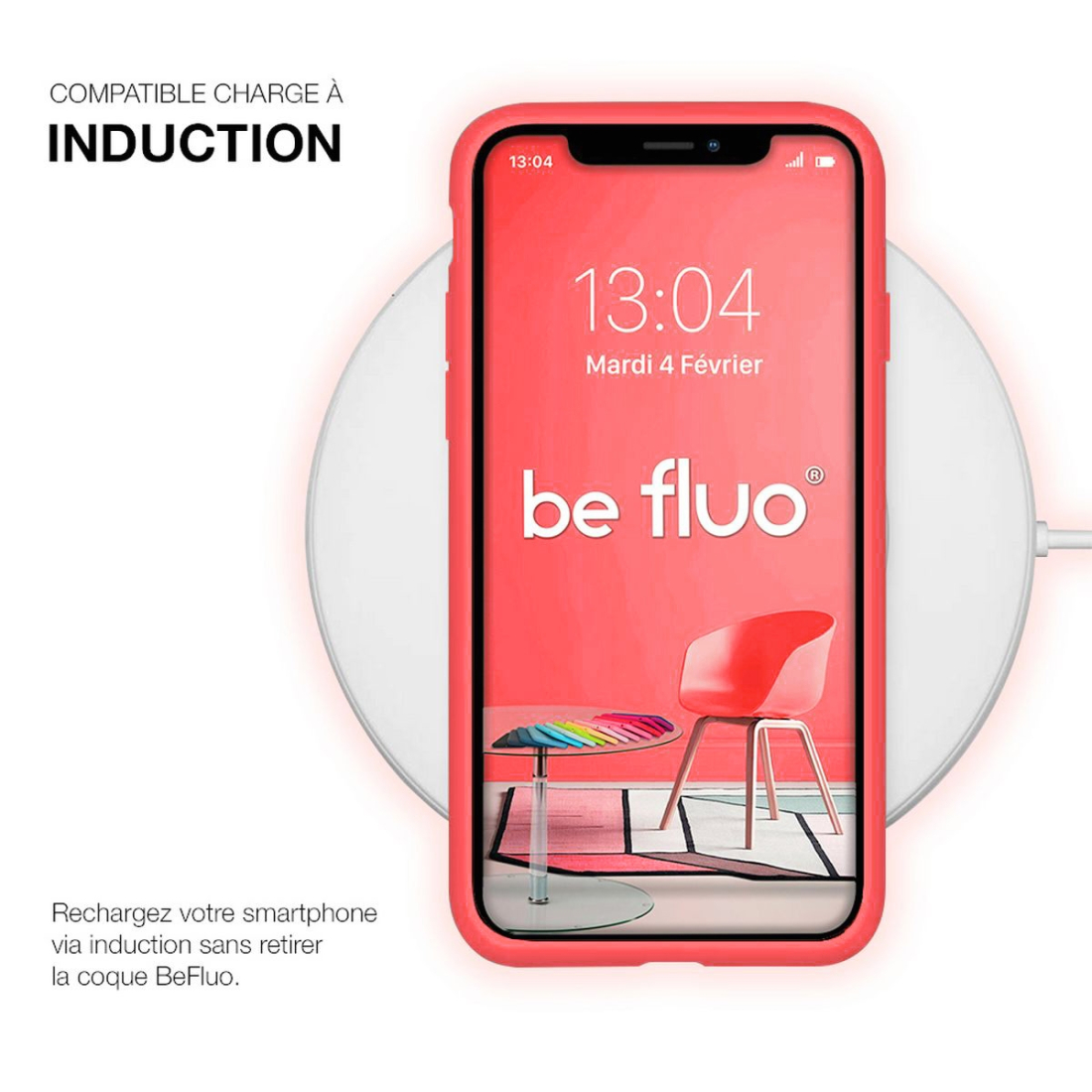 Coque Silicone Moxie BeFluo Fine et Légère pour iPhone 15 Pro Max, Intérieur Microfibre - Rose