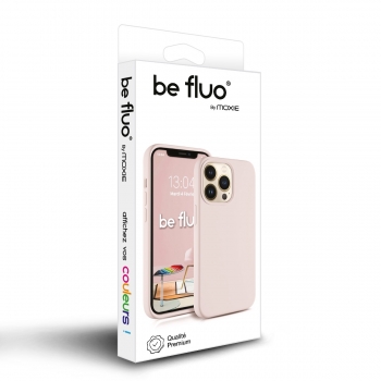 Coque Silicone Moxie BeFluo Fine et Légère pour iPhone 15 Pro Max, Intérieur Microfibre - Rose des sables