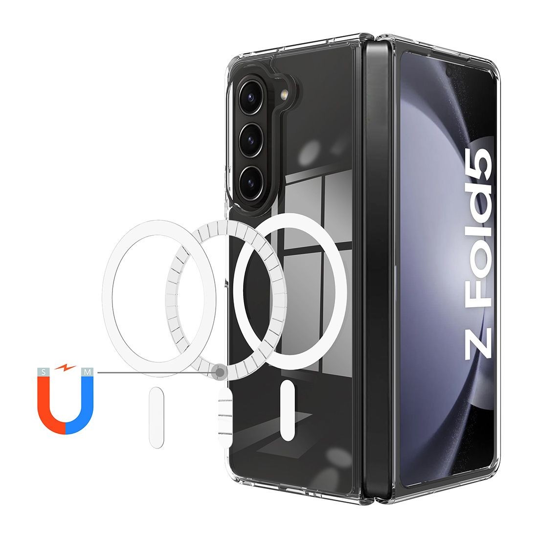 Coque TPU/PC renforcée transparente compatible Magsafe Samsung Galaxy Z Fold5