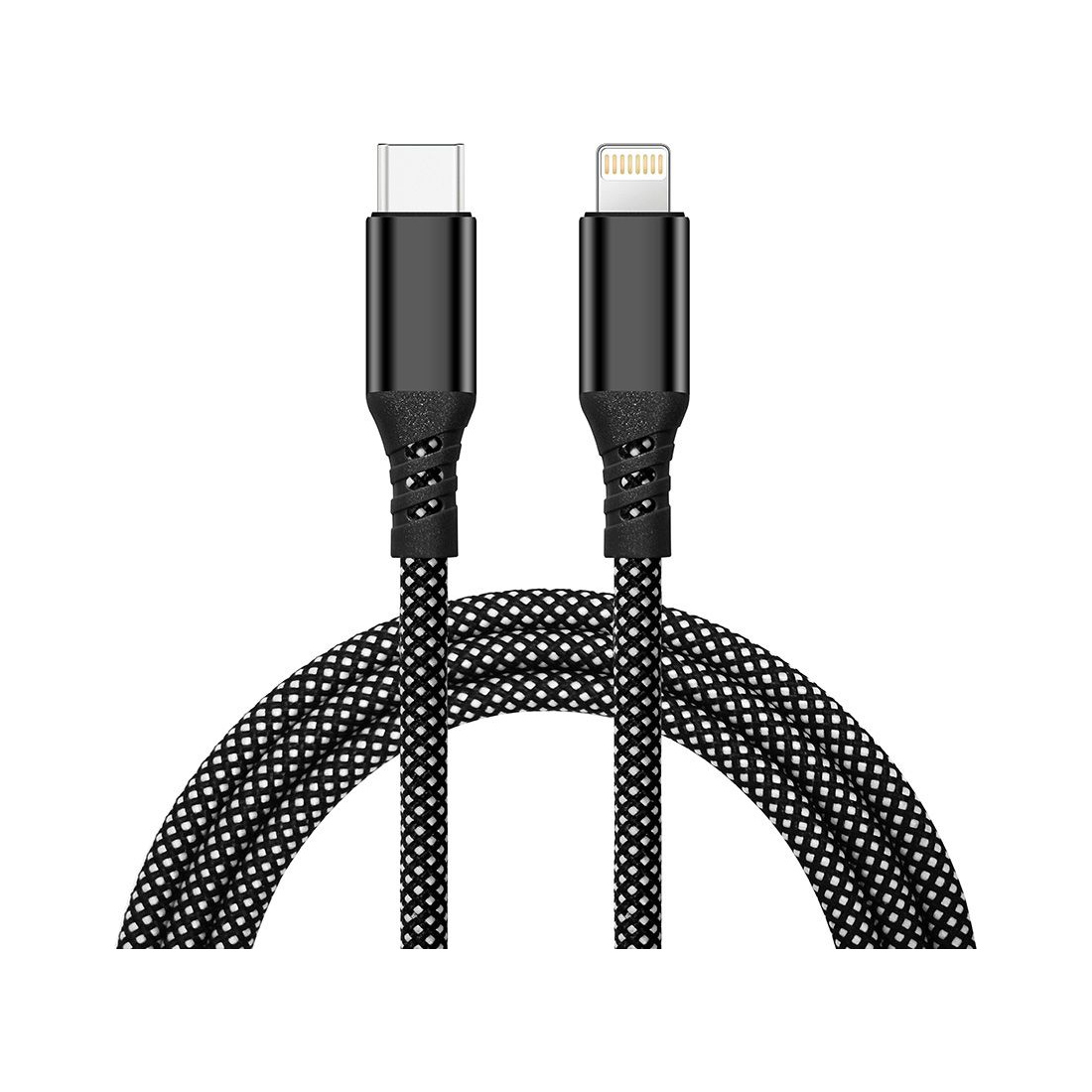 Câble data nylon tressé renforcé USB-C vers Lightning 2 m