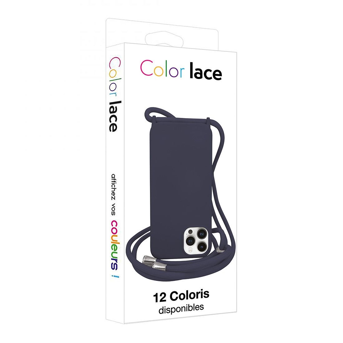 Coque premium + lacet Color lace pour iphone 15 - bleu foncée
