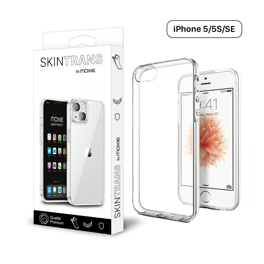 Moxie Coque iPhone SE / iPhone 5S / iPhone 5 [Skintrans] Coque en TPU Souple Transparente Ultra Fine en Silicone, Anti-traces, A