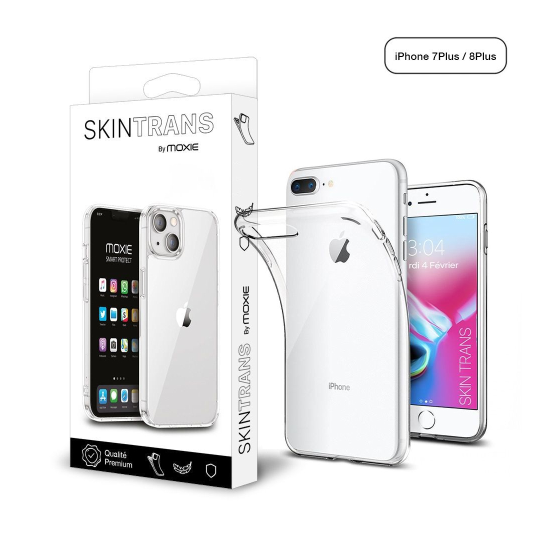 Moxie Coque iPhone 7 Plus / iPhone 8 Plus [Skintrans] Coque en TPU Souple Transparente Ultra Fine en Silicone, Anti-traces, Ajus
