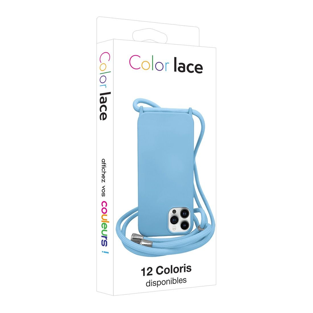 Coque premium + lacet Color lace pour iphone 15 Pro - bleu glacier
