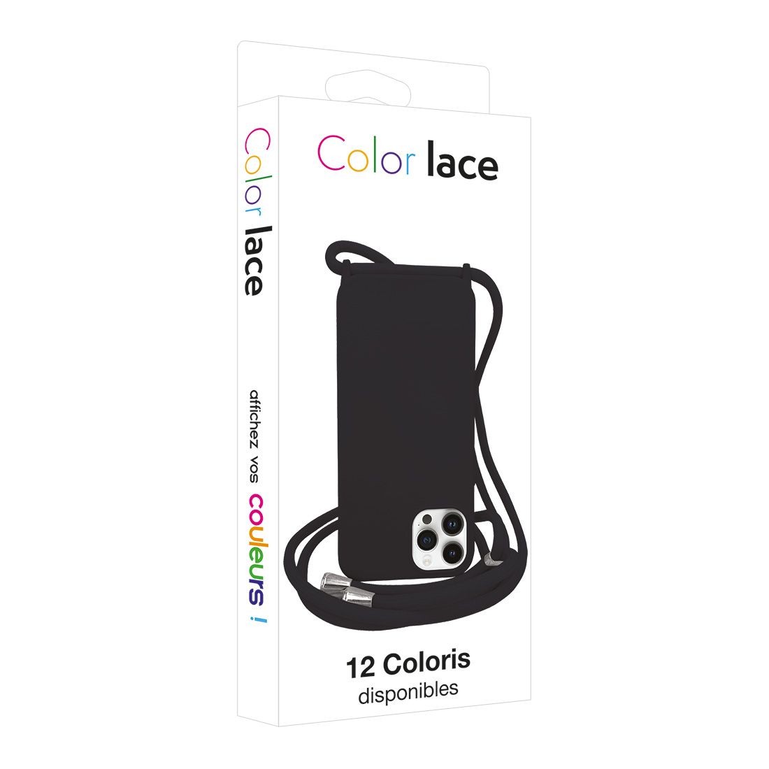 Coque premium + lacet Color lace pour iphone 15 Pro Max - Noir