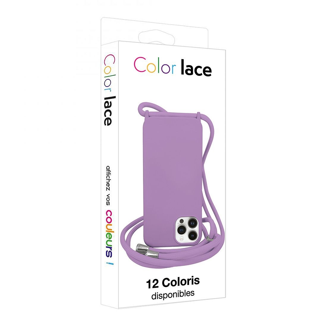 Coque premium + lacet Color lace pour iphone 15 Plus - lilas