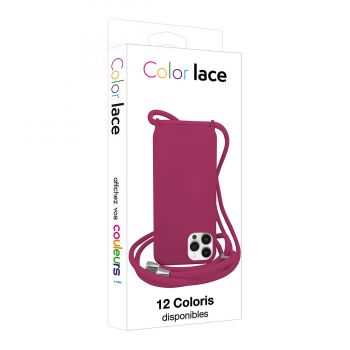 Coque premium + lacet Color lace pour iphone 14 pro - Lie de vin