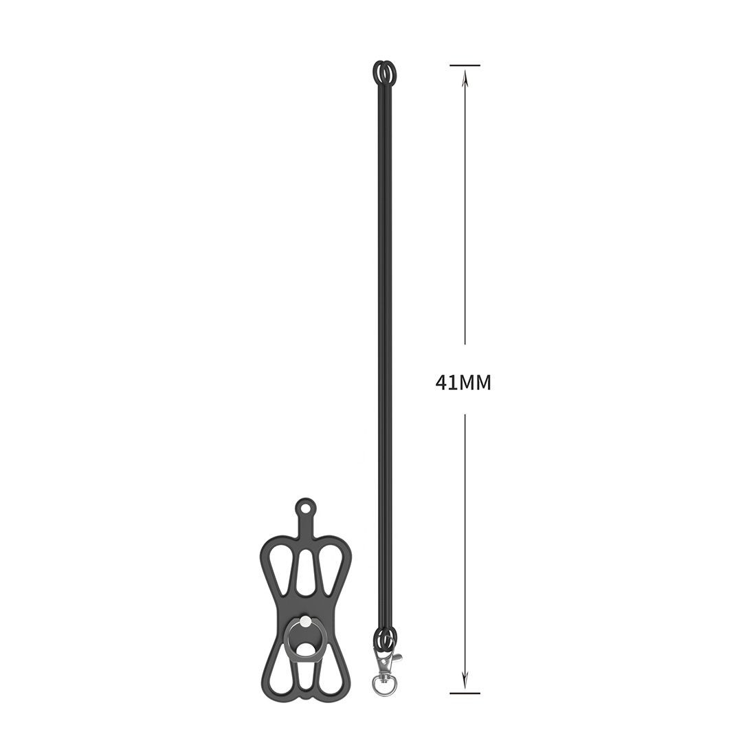 Housse silicone universelle avec ring holder+Tour de cou NR9542 - Noir