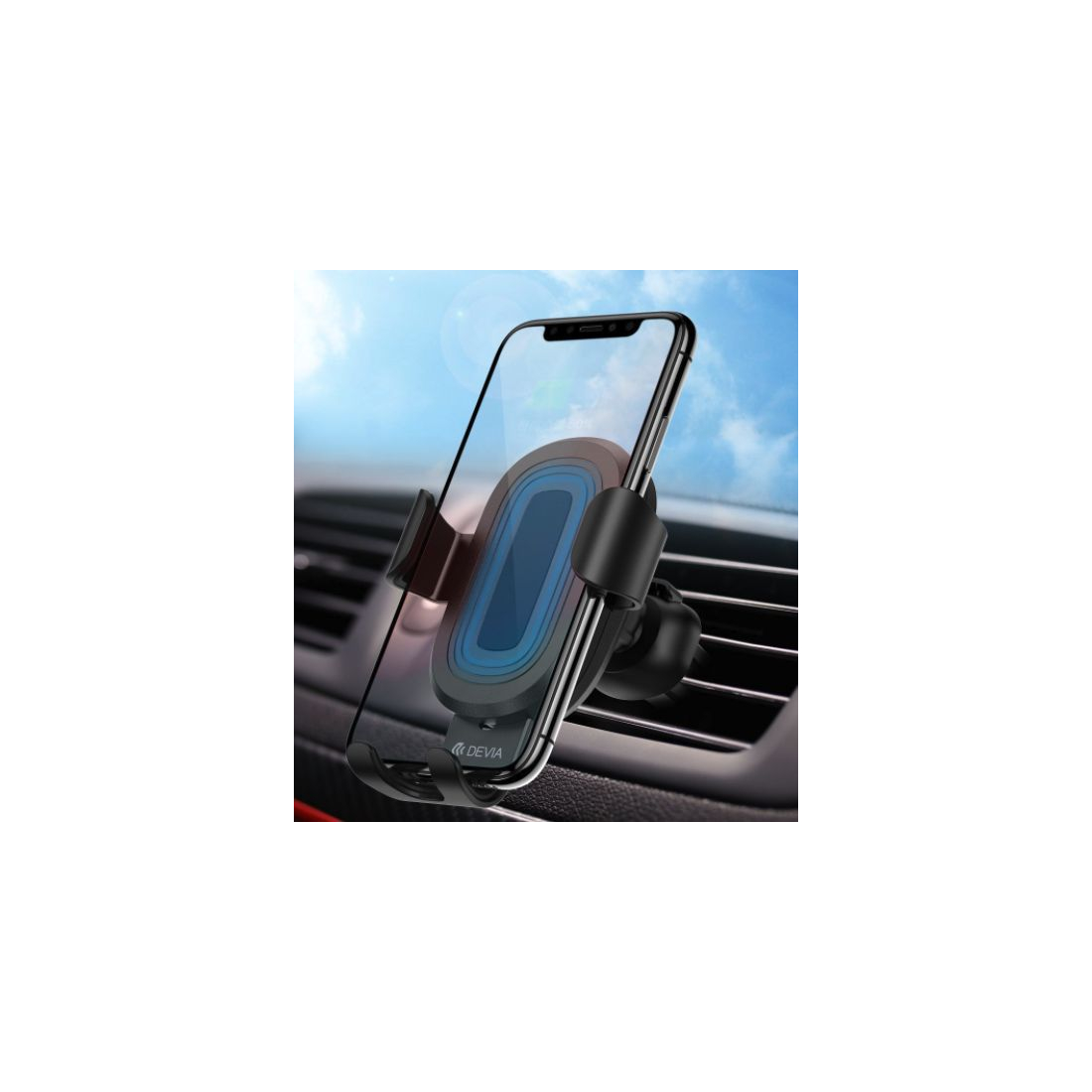 Support voiture Devia à induction 10W avec ouverture motorisée infrarouge