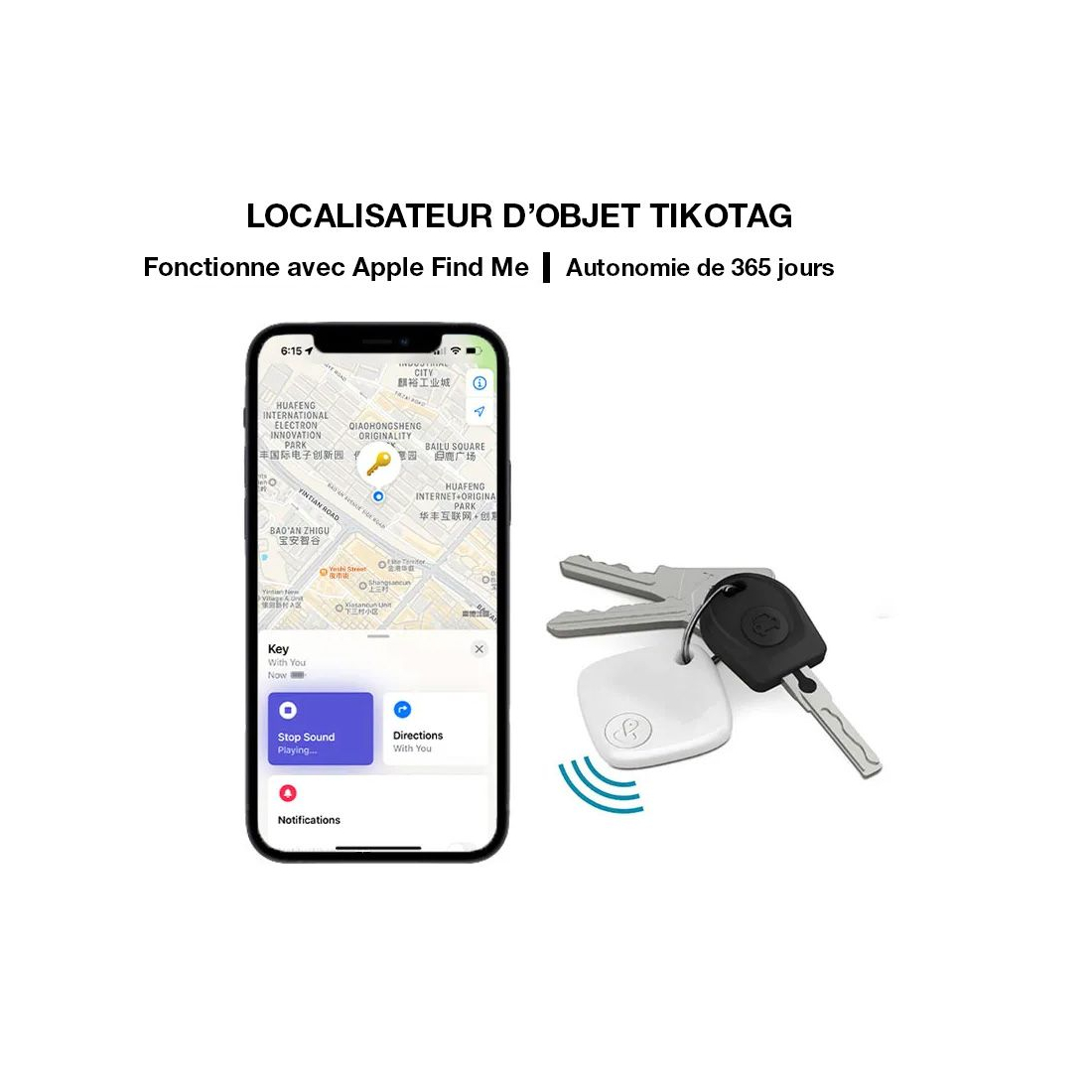 Tag localisateur pour iPhone fonctionne avec Apple find me - blanc