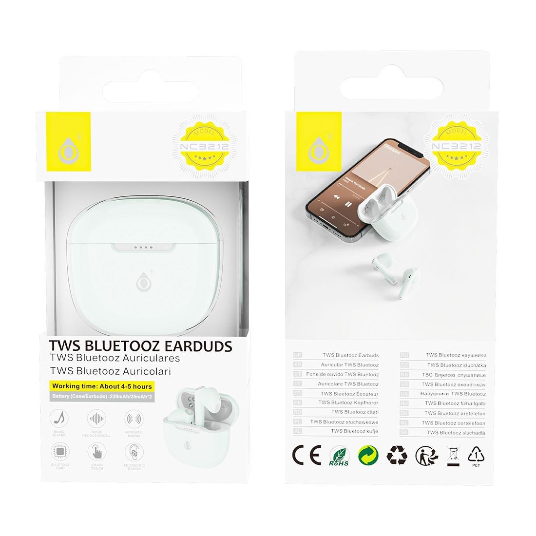 Ecouteur bluetooth stereo TWS 230mAh NC3212 - Vert