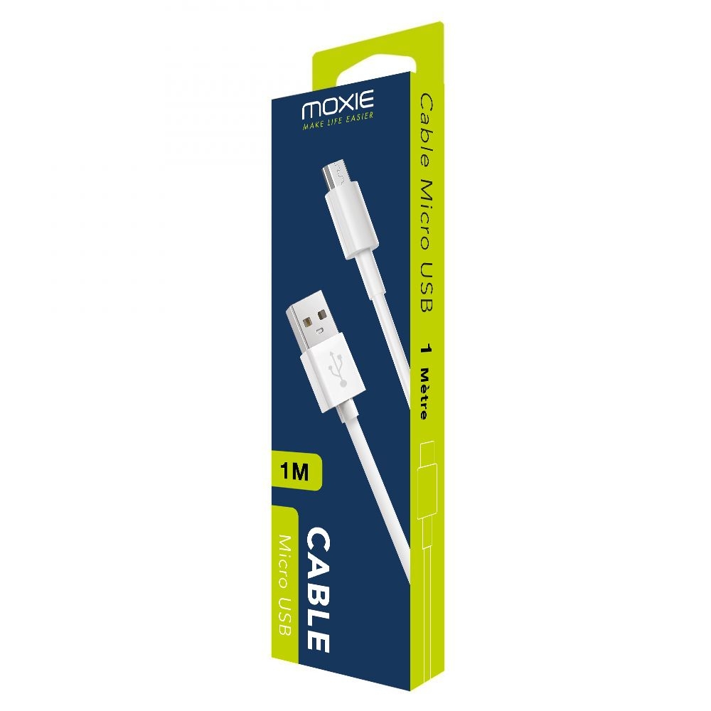 Câble data Moxie Micro-USB 1 mètre - Blanc