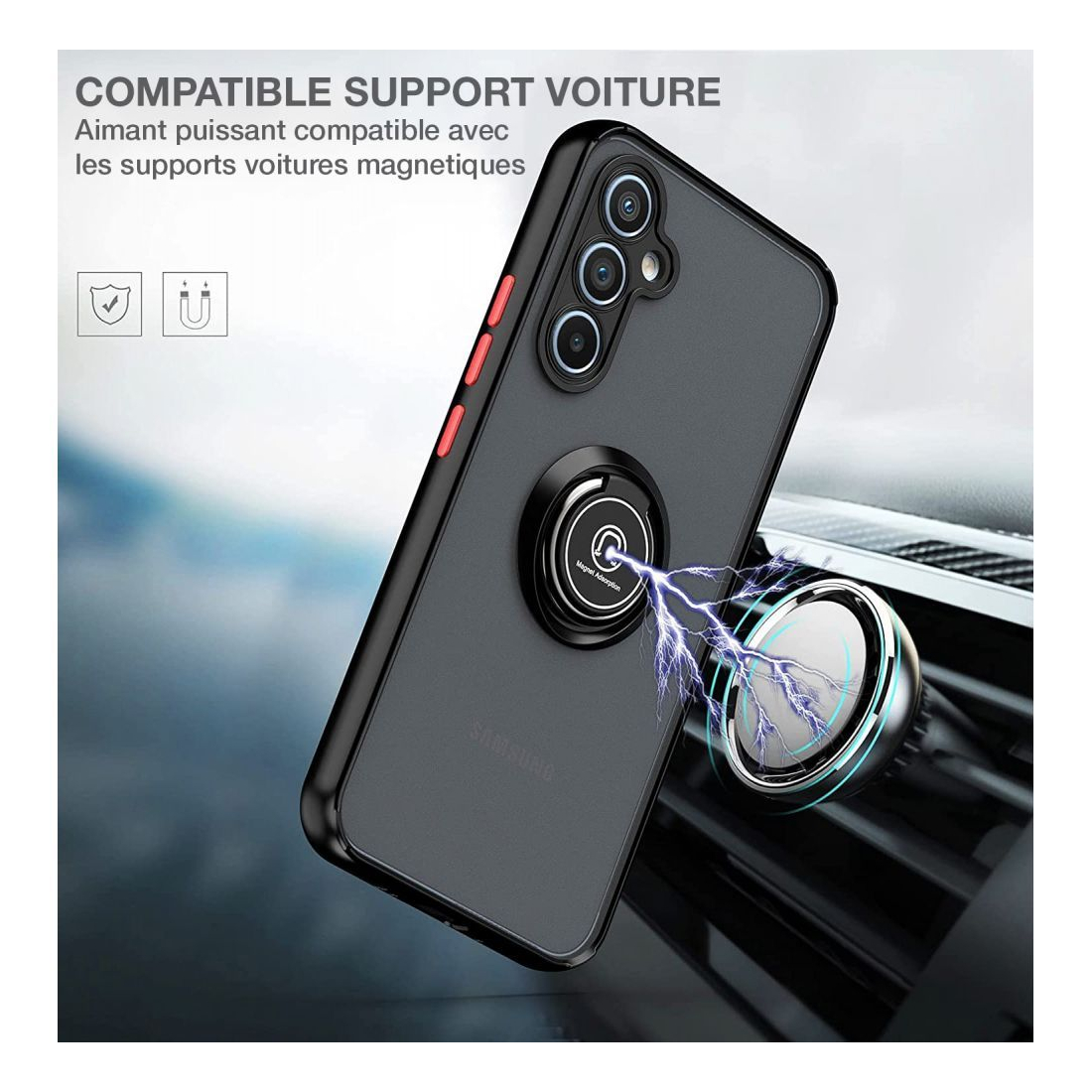 Coque Moxie R-Hold Galaxy S23 FE avec ring holder + contour Noir