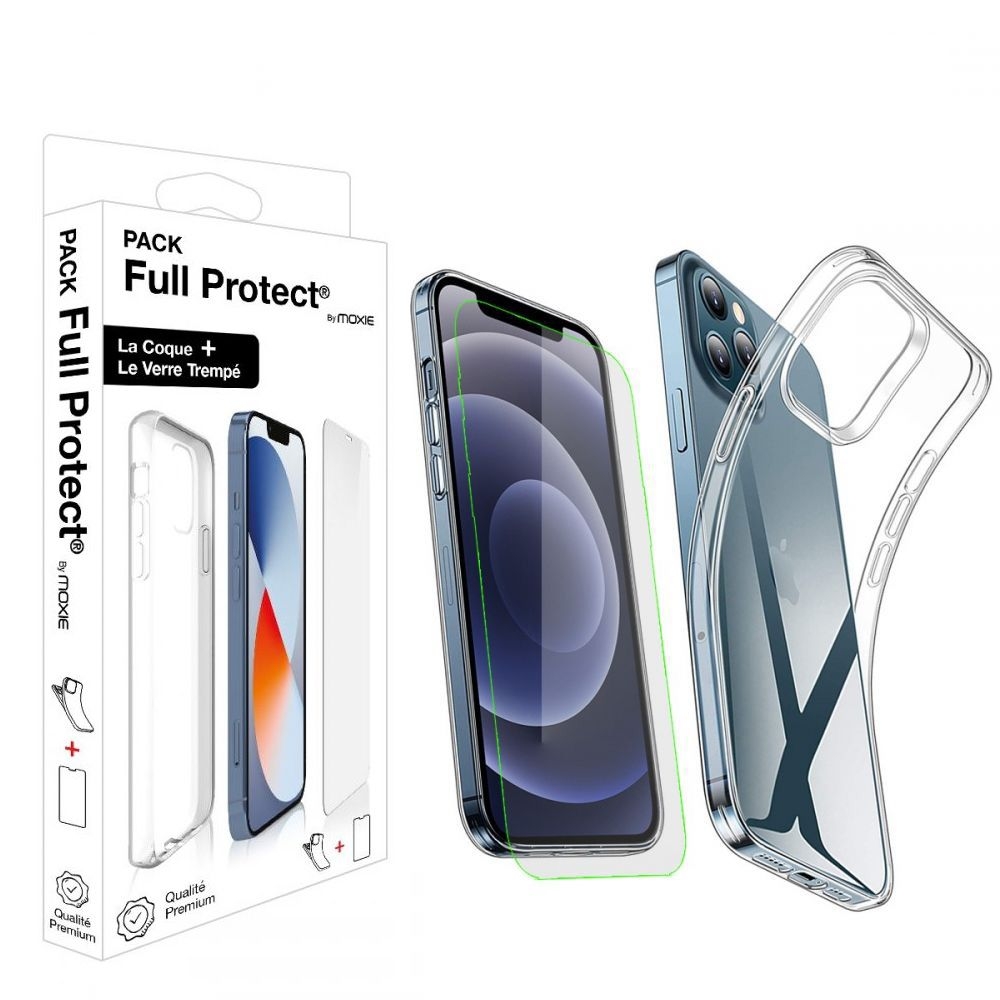 Pack FullProtect 1 coque + 1 verre trempé Moxie pour iPhone 12 / 12 Pro