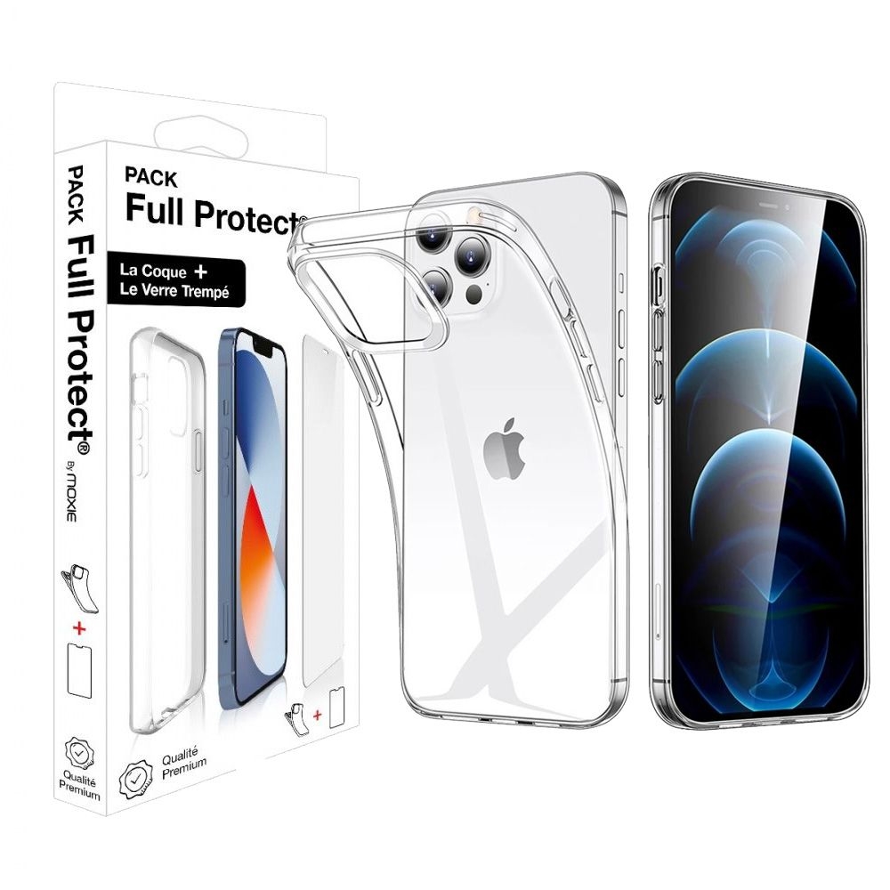 Pack Moxie 1 Housse TPU transparente + 1 verre trempé 2.5D Apple iPhone 13 Pro