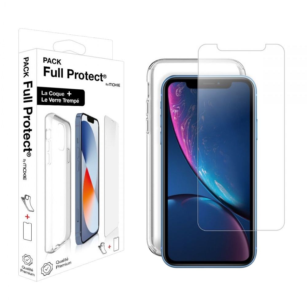 Pack FullProtect Moxie 1 housse TPU transparente + 1 Glass 2.5D pour iPhone XR 6.1"