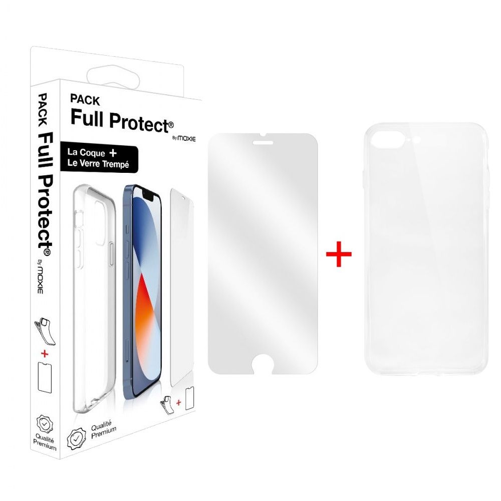 Pack FullProtect Moxie 1 coque TPU transparente + 1 Glass 2.5D pour iPhone 8 Plus et iPhone 7 Plus