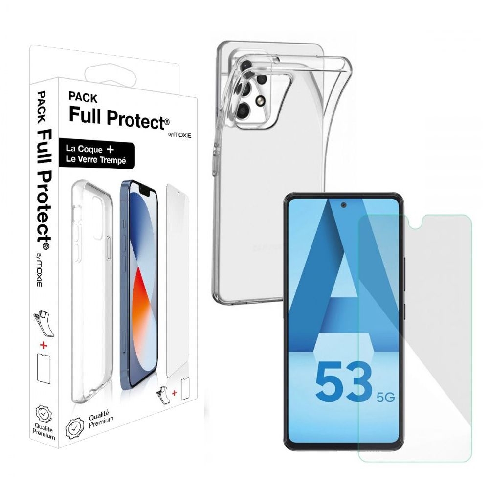 Pack Moxie 1 Housse TPU transparente + 1 verre trempé 2.5D Samsung Galaxy A53 5G