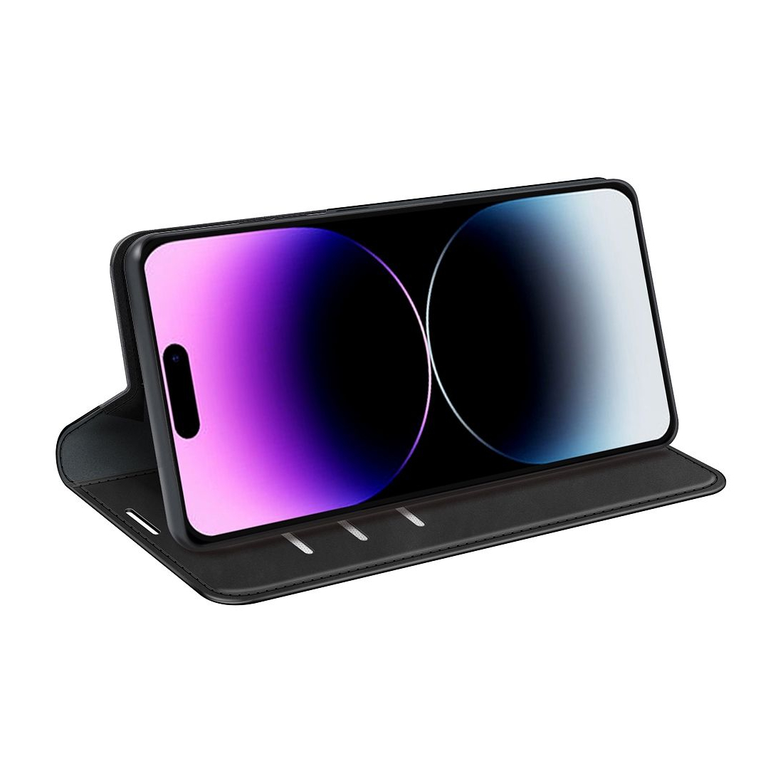 Etui portefeuille fermeture magnetique Apple iPhone 15 - noir