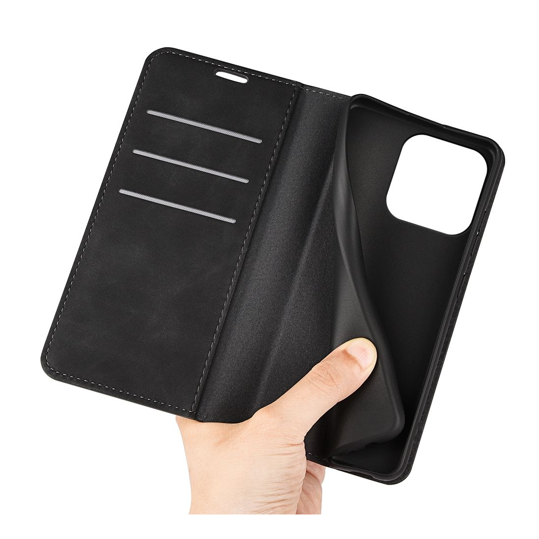 Etui portefeuille fermeture magnetique Apple iPhone 15 - noir