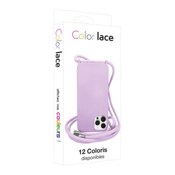 Coque premium + lacet Color lace pour iphone 14 pro - Lilas