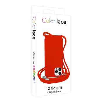 Coque premium + lacet Color lace pour iphone 14 pro - Rouge