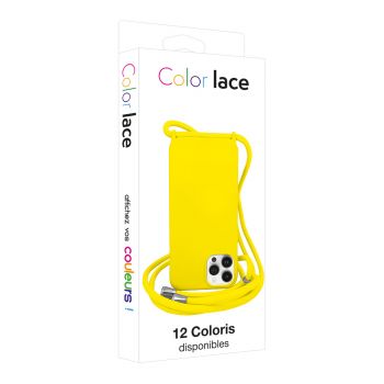 Coque premium + lacet Color lace pour iphone 14 pro - Jaune