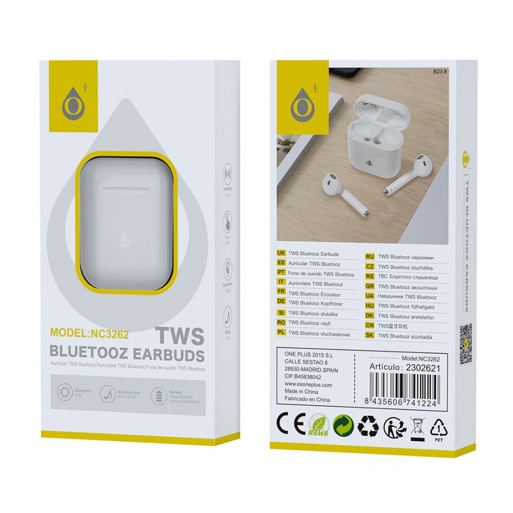 Oreillette bluetooth TWS BT5.3 300 mAh NC3262 Blanc