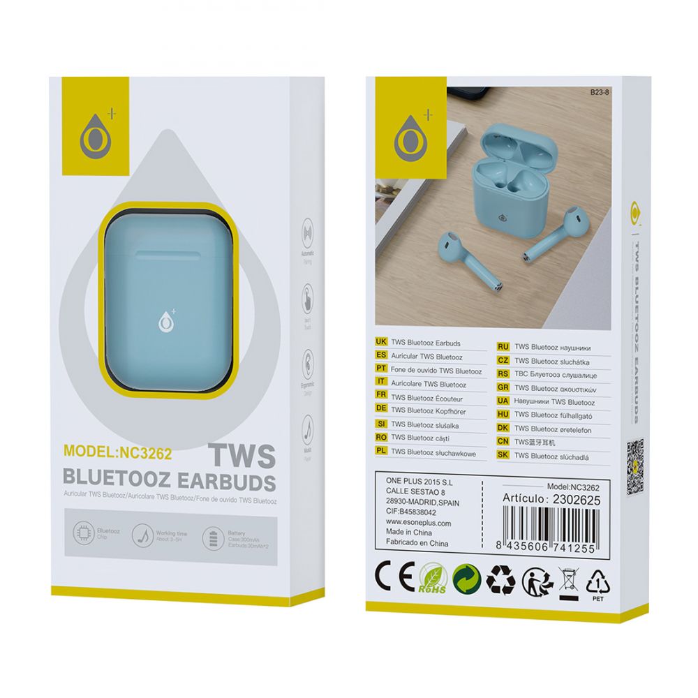 Oreillette bluetooth TWS BT5.3 300 mAh NC3262 Bleu