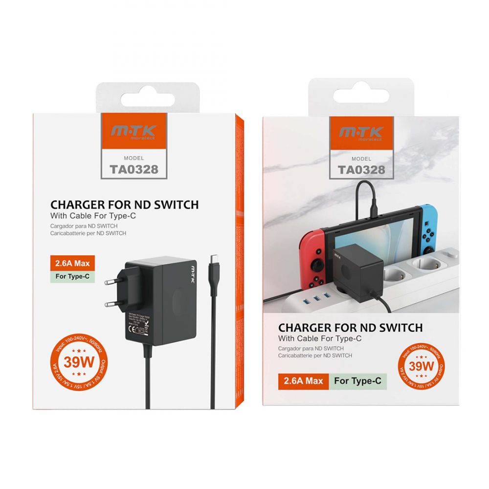 Chargeur secteur 39W cable Type-C pour Nintendo Switch