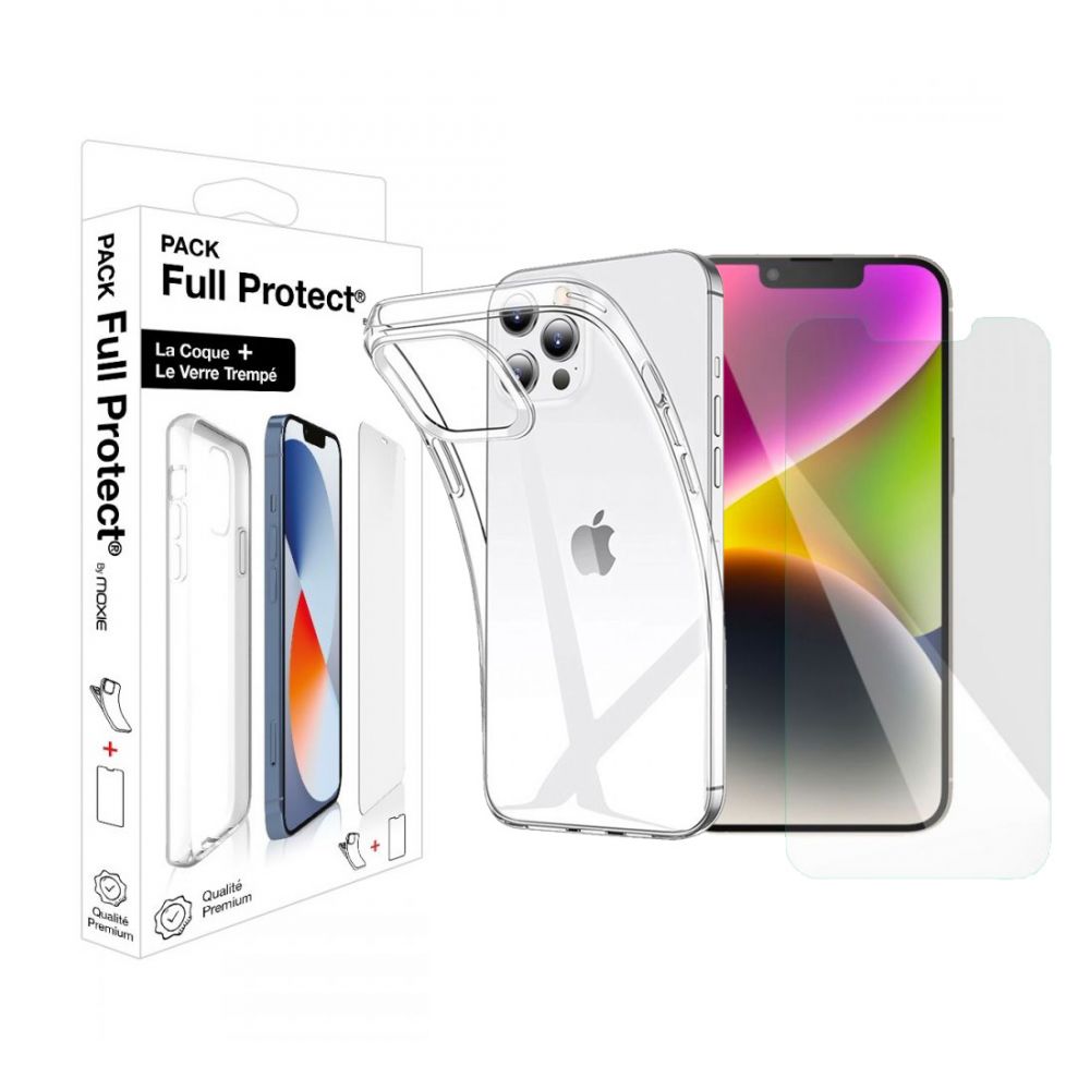 Pack Moxie 1 Housse TPU transparente + 1 verre trempé 2.5D Apple iPhone 16 Pro