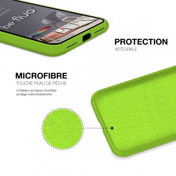 Coque Silicone Moxie BeFluo Fine et Légère pour iPhone 16, Intérieur Microfibre - Vert pomme