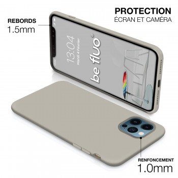 Coque Silicone Moxie BeFluo Fine et Légère pour iPhone 16, Intérieur Microfibre - Gris nardo