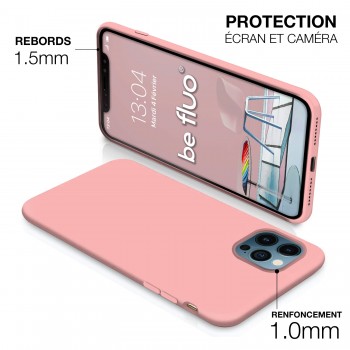 Coque Silicone Moxie BeFluo Fine et Légère pour iPhone 16, Intérieur Microfibre - Rose clair