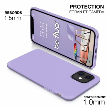 Coque Silicone Moxie BeFluo Fine et Légère pour iPhone 16, Intérieur Microfibre - Lilas