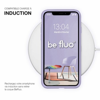 Coque Silicone Moxie BeFluo Fine et Légère pour iPhone 16, Intérieur Microfibre - Lilas