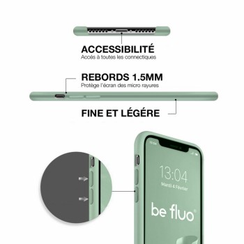 Coque Silicone Moxie BeFluo Fine et Légère pour iPhone 16, Intérieur Microfibre - Menthe