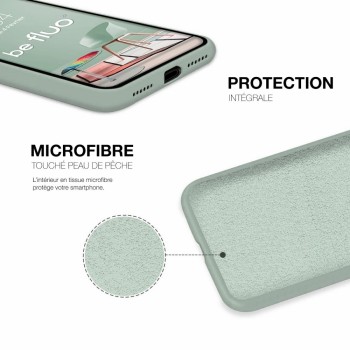 Coque Silicone Moxie BeFluo Fine et Légère pour iPhone 16, Intérieur Microfibre - Menthe