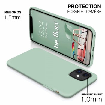 Coque Silicone Moxie BeFluo Fine et Légère pour iPhone 16, Intérieur Microfibre - Menthe