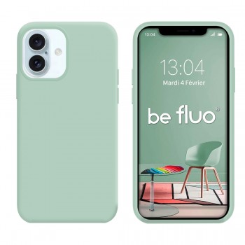 Coque Silicone Moxie BeFluo Fine et Légère pour iPhone 16, Intérieur Microfibre - Menthe