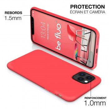 Coque Silicone Moxie BeFluo Fine et Légère pour iPhone 16, Intérieur Microfibre - rose