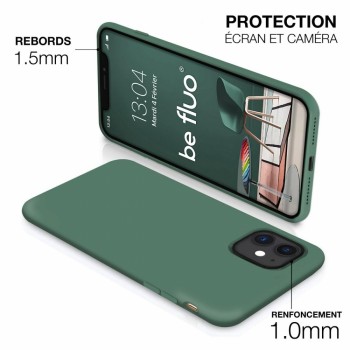 Coque Silicone Moxie BeFluo Fine et Légère pour iPhone 16, Intérieur Microfibre - Pin vert