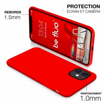 Coque Silicone Moxie BeFluo Fine et Légère pour iPhone 16, Intérieur Microfibre - Rouge