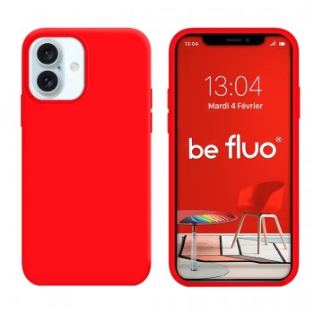 Coque Silicone Moxie BeFluo Fine et Légère pour iPhone 16, Intérieur Microfibre - Rouge