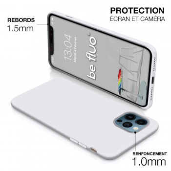 Coque Silicone Moxie BeFluo Fine et Légère pour iPhone 16, Intérieur Microfibre - Blanc