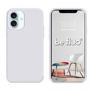 Coque Silicone Moxie BeFluo Fine et Légère pour iPhone 16, Intérieur Microfibre - Blanc