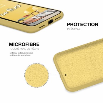 Coque Silicone Moxie BeFluo Fine et Légère pour iPhone 16, Intérieur Microfibre - Jaune