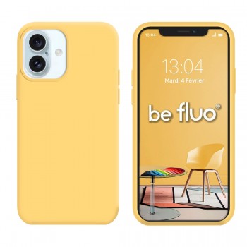 Coque Silicone Moxie BeFluo Fine et Légère pour iPhone 16, Intérieur Microfibre - Jaune